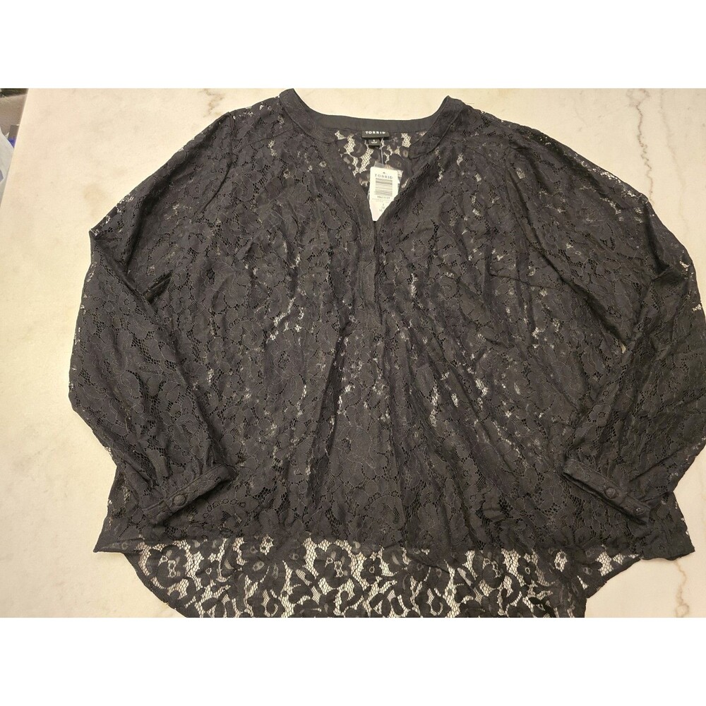 NWT Torrid Black Harper Lace Pullover Blouse Sz 1X Witchy Whimsygoth